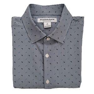 Mizzen + Main Striped Geometric Leeward Medium Trim Fit, Long Sleeve Shirt, EUC